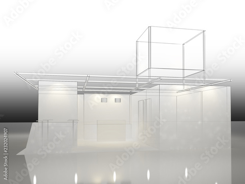 sketch design of exchibition kiosk, 3d rendering photo