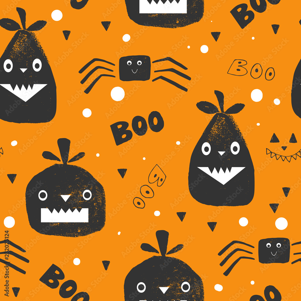 Fototapeta premium Halloween seamless pattern with pumpkins