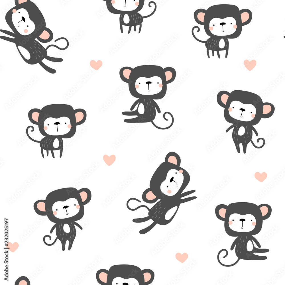 Seamless background with cute monkeys Seamless background with cute monkeys