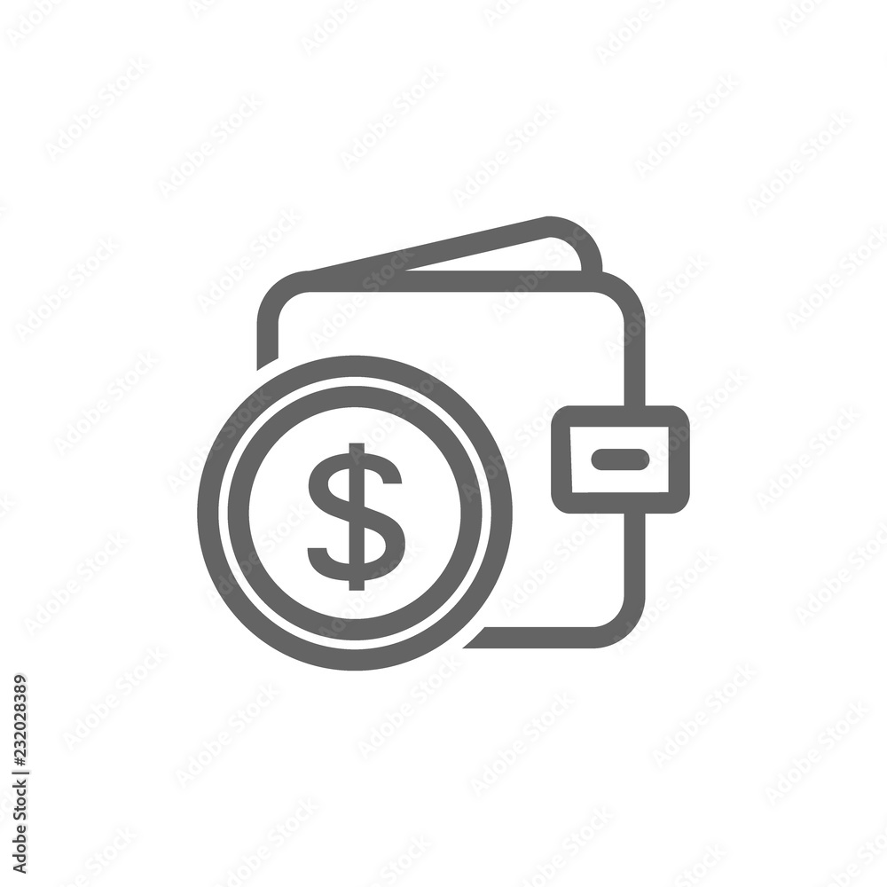Simple purse and wallet line icon. Symbol and sign illustration design. Isolated on white background Simple purse and wallet line icon. Symbol and sign illustration design. Isolated on white background