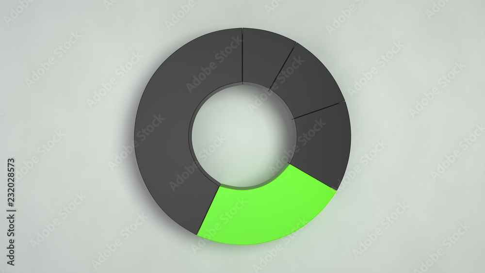 Black ring pie chart with one green sector Black ring pie chart with one green sector