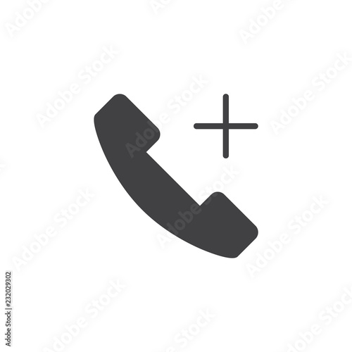 Phone add vector icon. filled flat sign for mobile concept and web design. Handset telephone plus simple solid icon. Symbol, logo illustration. Pixel perfect vector graphics