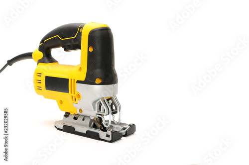 Isolated front side 2 electric jig saw on a white background © dera