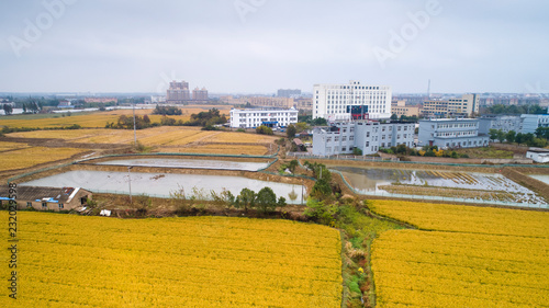 Aerial photo of the beautiful countryside in southern anhui in autumn