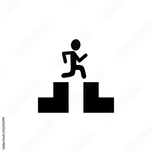 Man jumping over the abyss icon. Element of Problem solving. Premium quality graphic design. Signs and symbols collection icon for websites, web design, mobile app