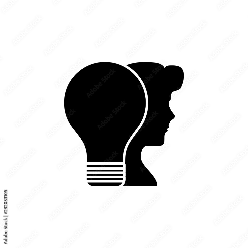 Light bulb and head icon. Element of Problem solving. Premium quality graphic design. Signs and symbols collection icon for websites, web design, mobile app
