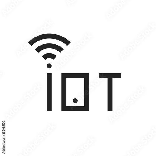 simple black iot thin line logo