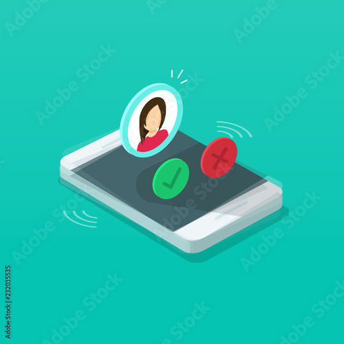 Mobile phone ringing vector illustration, isometric cartoon cellphone call or vibrate with contact info on display, smartphone ring isolated