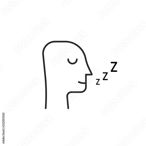 sleeping man thin line icon isolated on white