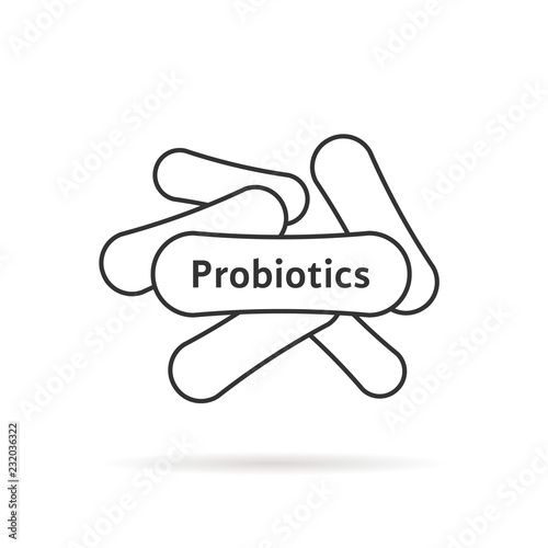 black thin line probiotics icon