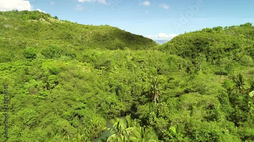 Aerial view of Bojo River towards the Tañon Strait, Aloguinsan, Philippines. photo