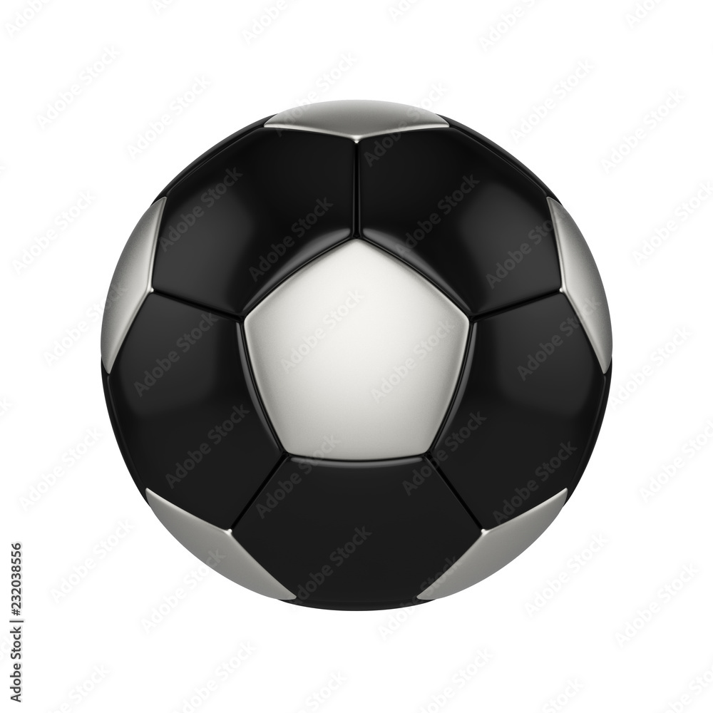 Fototapeta premium Soccer ball isolated on white background. Black and silver football ball.