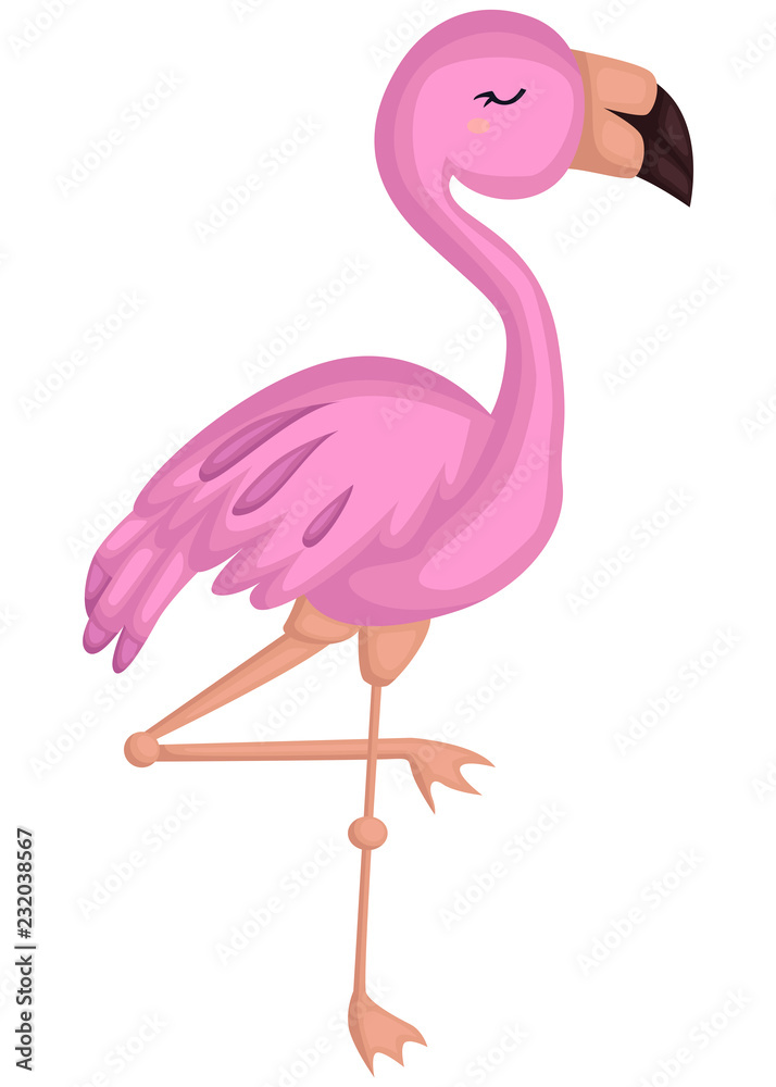 Obraz premium a vector of a cute pink flamingo bird