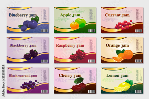 Fruit jam lebel set vector template
