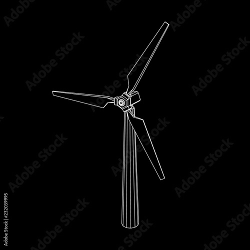 Wind turbin icon. Isolated on black background. Vector illustration.