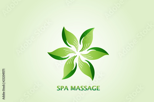 Hand leaves massage concept logo icon design Vector