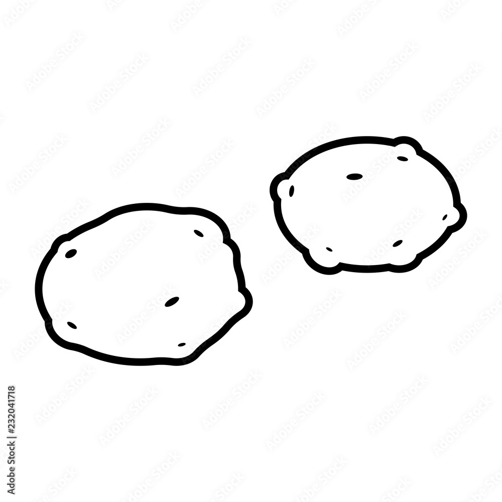 Vegetable collection - potato. Line icon of two whole potatoes. Vector Illustration Vegetable collection - potato. Line icon of two whole potatoes. Vector Illustration