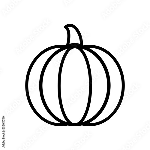Vegetable collection - pumpkin. Line icon of big whole pumpkin. Vector Illustration 