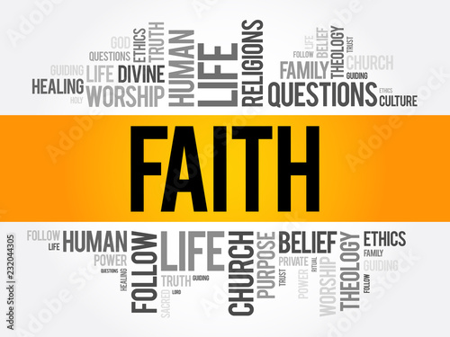 Faith word cloud collage , social concept background