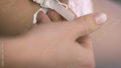 Beautiful slim girl in lingerie. Sexy girl. Young girl posing in lingerie. Young model wears stockings