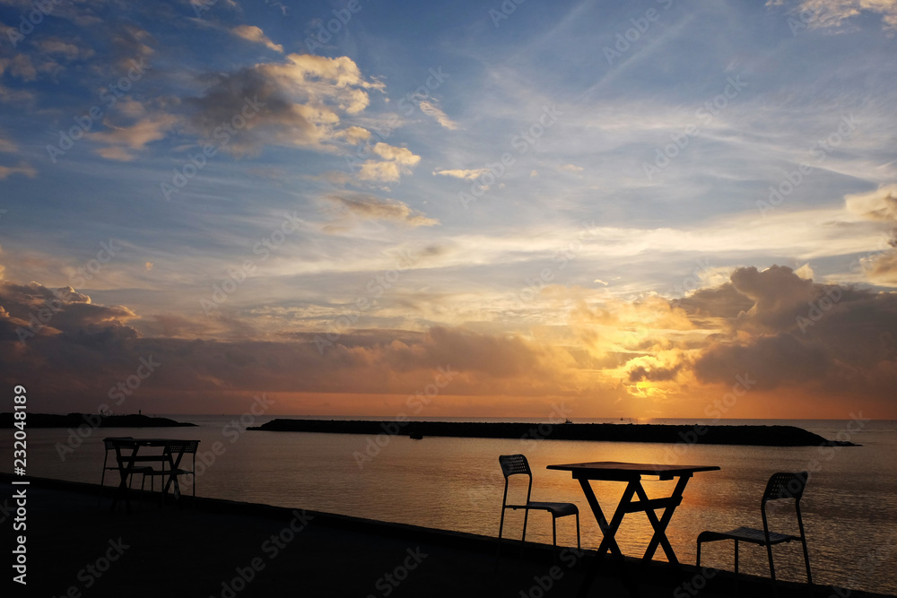 Silhouette of Chao Samran Beach, Phetchaburi Province, thailand Silhouette of Chao Samran Beach, Phetchaburi Province, thailand