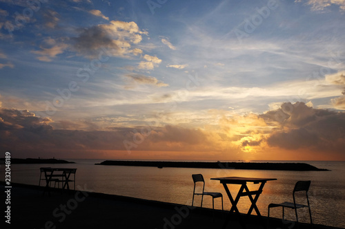 Silhouette of Chao Samran Beach,  Phetchaburi Province, thailand © suchalinee