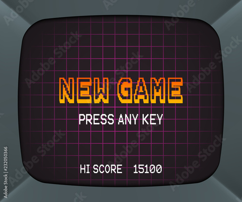 Arcade machine screen, retro vector background
