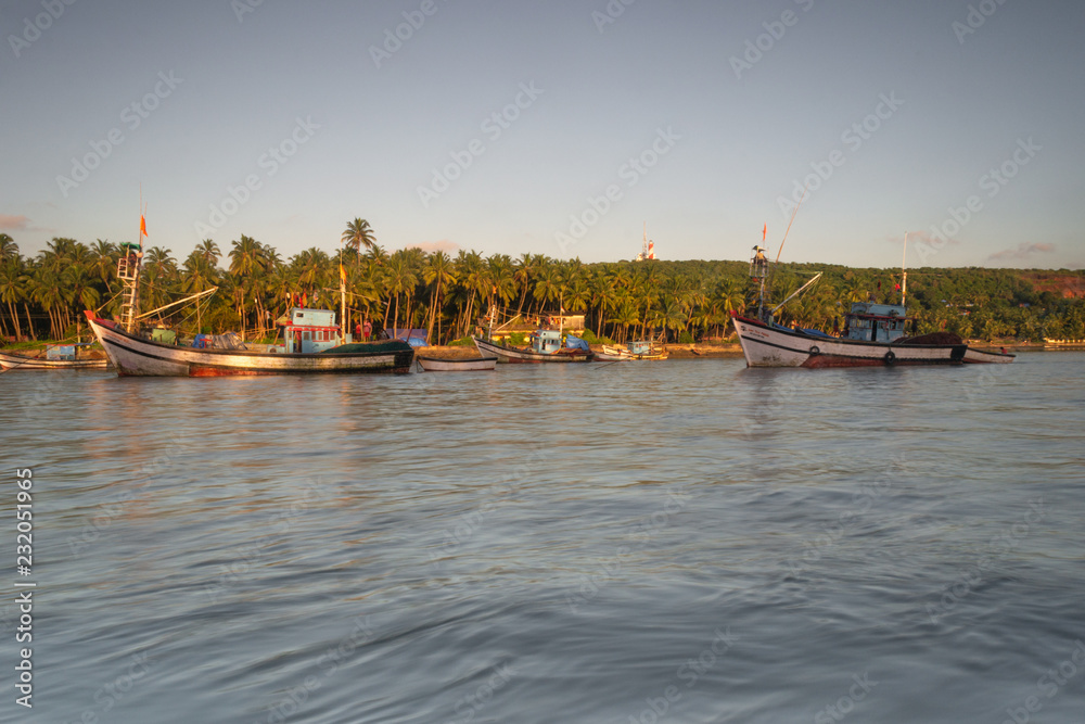 Landscape view the the fishing village of Betul in Goa, India