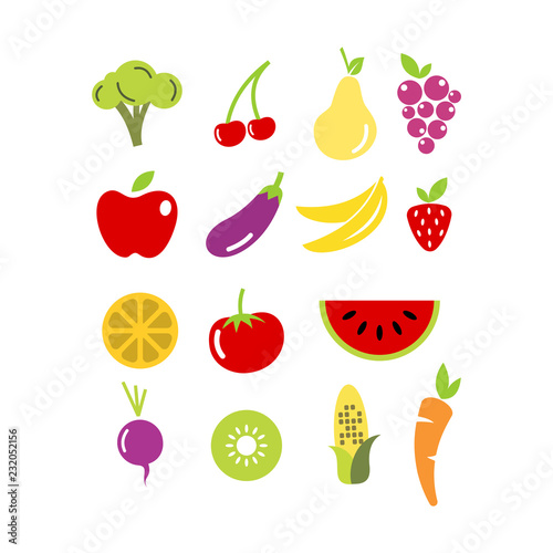 Fototapeta Naklejka Na Ścianę i Meble -  Flat icon of fruit and vegetables design