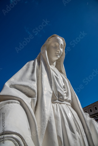 Statue of Virgin Mary in courtyard of the Basilica of the Annunciation or Church of the Annunciation in Nazareth, Israel