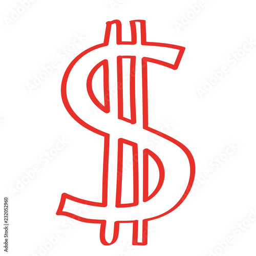 Handgezeichnetes Dollar-Symbol in rot