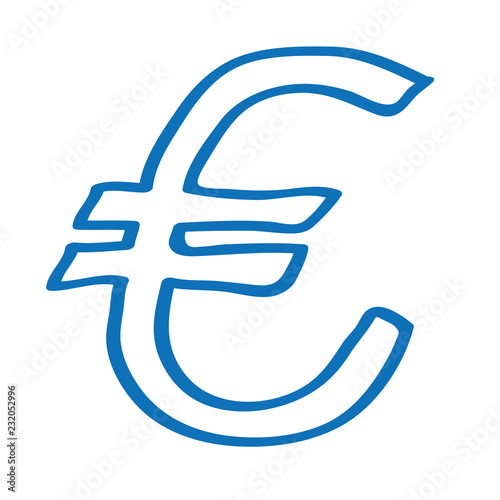 Handgezeichnetes Euro-Symbol in dunkelblau