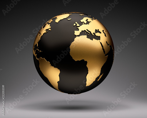 Fototapeta Naklejka Na Ścianę i Meble -  Gold-Schwarzer Globus