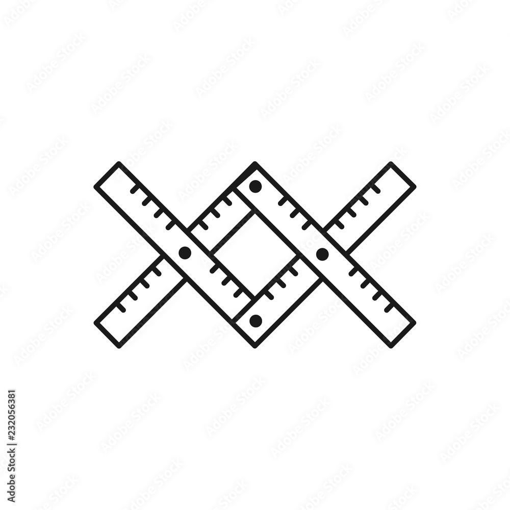 Black & white vector illustration of pantograph. Line icon of instrument for architect, drafter, draftsman. Technical & mechanical drawing tool. Isolated object