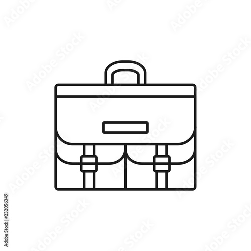 Black & white vector illustration of artist portfolio bag for sketches. Line icon of backpack with pockets for architect, drafter, art student. Isolated object