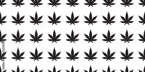 Marijuana seamless pattern vector Weed cannabis leaf tile background repeat wallpaper scarf isolated