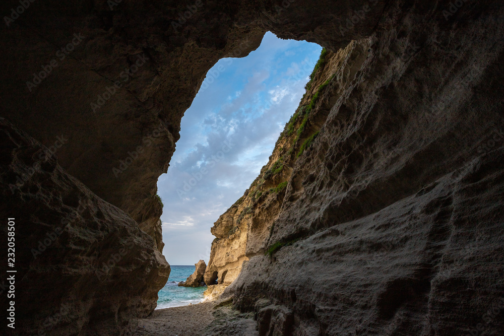 Cave and rocky cliff of Tropea, Calabria, Italy