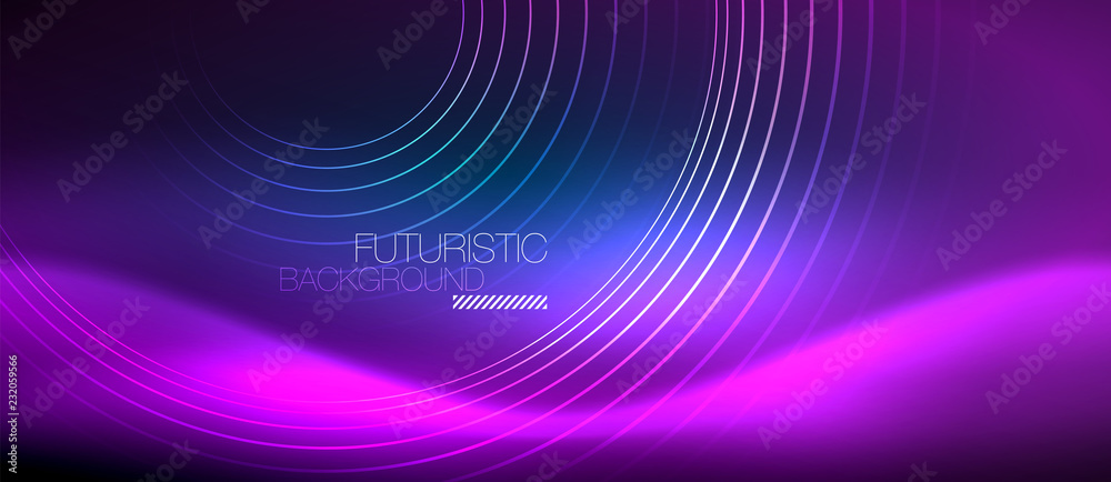 Neon glowing circles background Neon glowing circles background