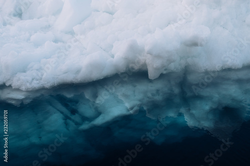 Close up of an ice berg in clear water