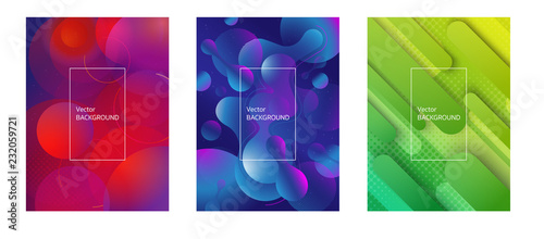 Set of three vector backgrounds. Abstract and modern design for flyers or landing pages.