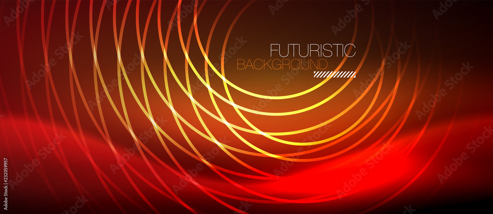 Neon glowing techno lines, hi-tech futuristic abstract background template with square shapes Neon glowing techno lines, hi-tech futuristic abstract background template with square shapes
