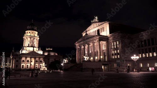 Konzerthaus in Berlin, people walking by in the evening