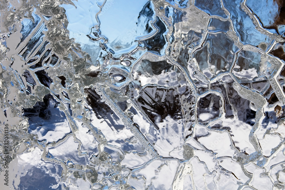 abstract patterns in thin sheet of ice abstract patterns in thin sheet of ice