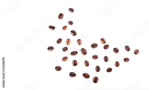 Roasted Coffee Beans Isolated On White Background