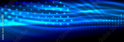 Liquid neon flowing waves, glowing light lines background