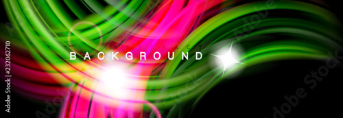 Mixing color waves on black, liquid flowing shapes