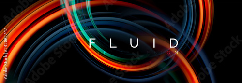 Mixing color waves on black, liquid flowing shapes