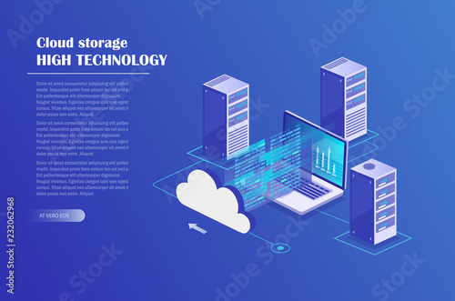 Cloud storage concept isometric design