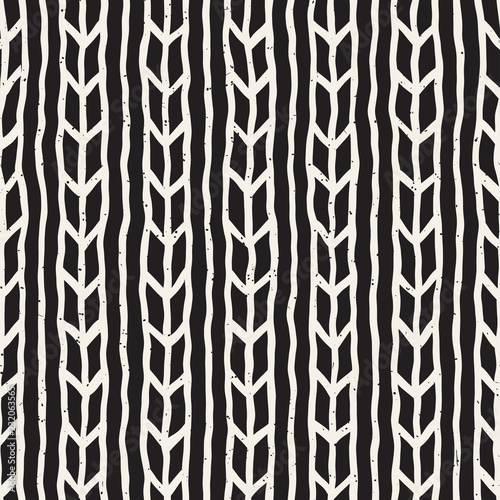 Simple ink geometric pattern. Monochrome black and white strokes background. Hand drawn texture for your design