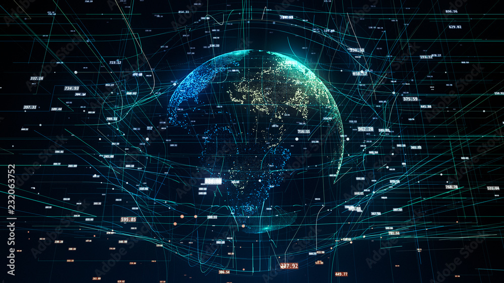 global network illustration symbolizing global IT - obrazy, fototapety, plakaty 